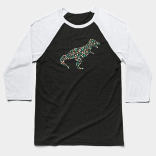 Floral T-Rex Teal + Pink Baseball T-Shirt